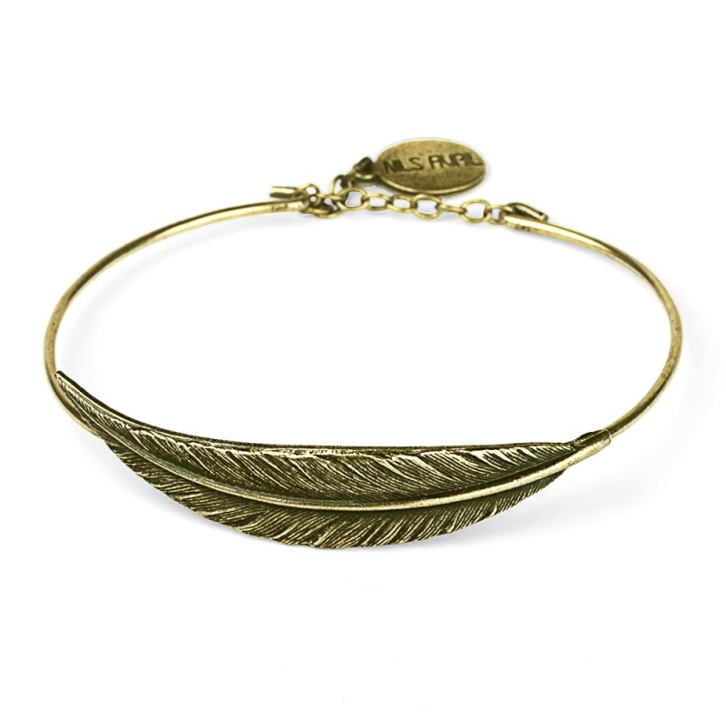 Bracelet plume couleur bronze - bijoux nils avril - Les inutiles