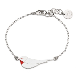 Bracelet Oiseau Argent et rouge - Little Bird d'Emmanuelle Biennassis - Boutique Les inutiles