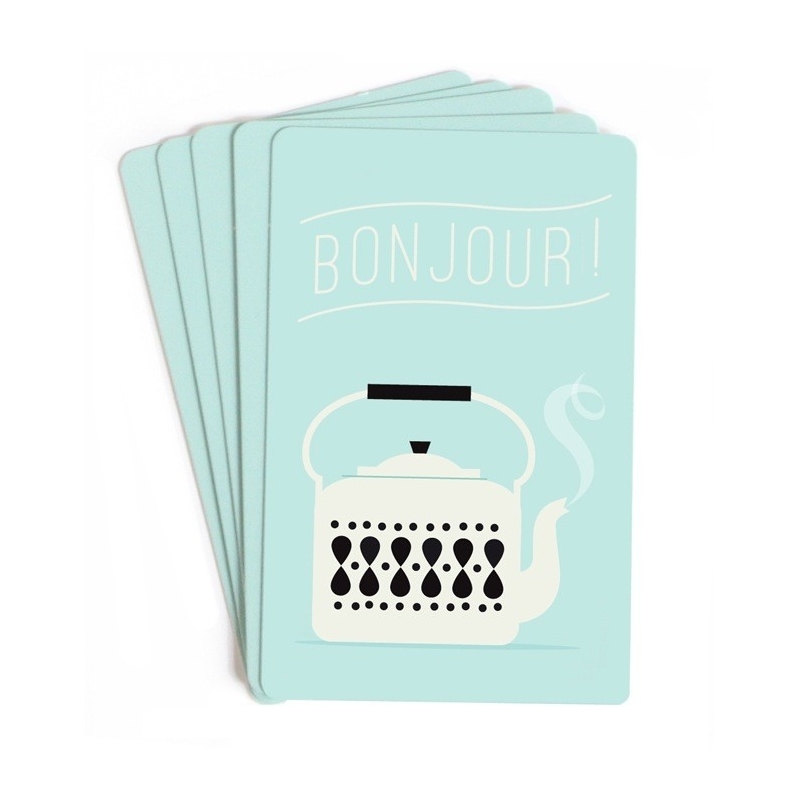 Lot de 10 Mini Cartes Bonjour - Illustrées par Zü - Boutique Les inutiles