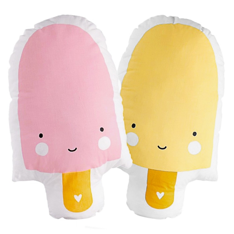 Coussin Glace Rose & Jaune - Cushion Ice Cream Pink & Yellow - A Little Lovely Company - Boutique Les inutiles