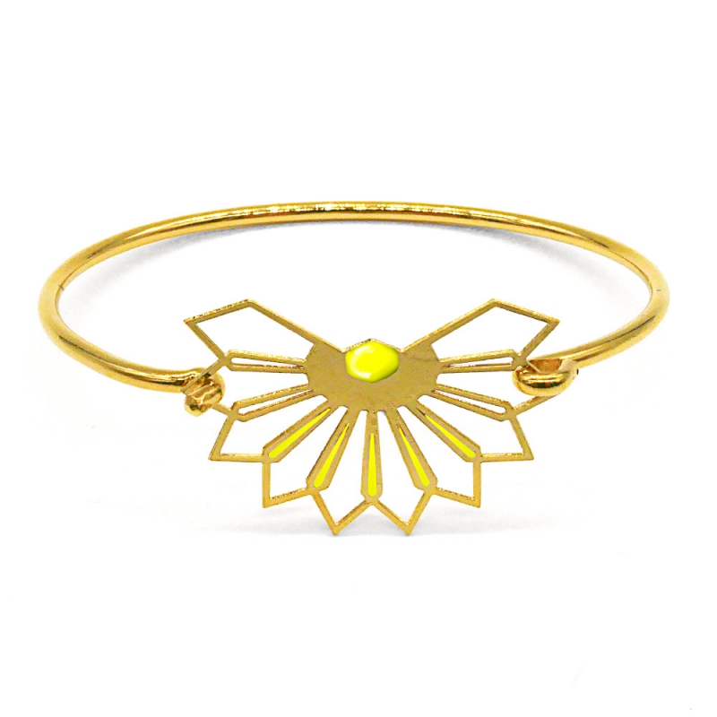 Bracelet jonc Fleur D'ibiscus - jaune ananas - Marie Duvert