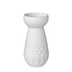 Vase à bulbe en porcelaine blanche mate par Räder - vase blanc à losanges - Les inutiles