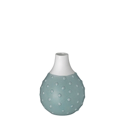 Vase Grenade en porcelaine blanche mate par Räder - Soliflore blanc et bleu - Les inutiles
