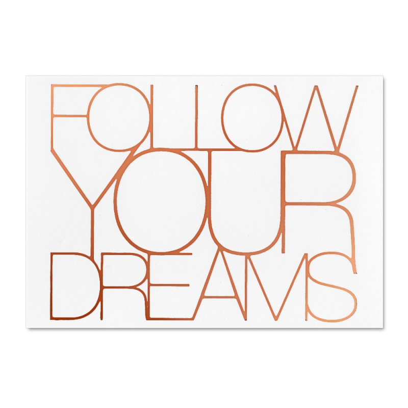 Carte postale cuivrée - follow your dreams - postcard - rader