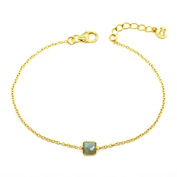 Bracelet en vermeil serti d'une labradorite carrée - bracelet doré et pierre fine   muja juma - boutique les inutiles