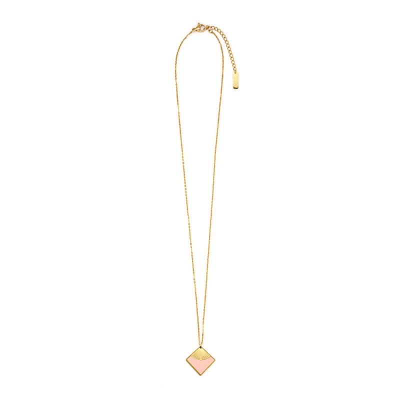 Collier - Pendentif Or Jaune 18 Carats 750/000 - Zirconium Améthyste - Chaine Dorée - L'Atelier d'Azur