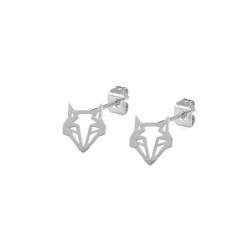 Boucles d'oreilles Renard Argentées - Puces Argent Origami Boutique Les inutiles