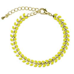 Bracelet Épis doré émaillé de jaune mimosa - boutique Les inutiles