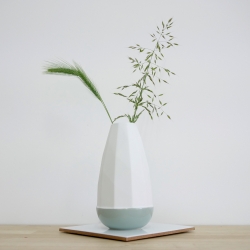 Vase Blanc et Mint en céramique bicolore - Coming B - Boutique Les inutiles
