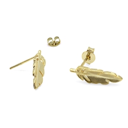 Mini boucles d'oreilles Plumes dorées - Clous oiseau - sans nickel - Boutique Les inutiles