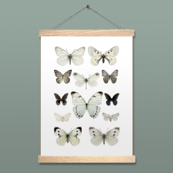 Liljebergs Affiche insectes et papillons blancs - Accroche photo en bois reglettes aimantées - Boutique Les inutiles
