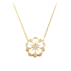 Pendentif Sakura fleur de cerisier or et blanc • Collier à porter lors d'un mariage idée cadeau jeune maman • Les inutiles
