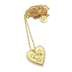 Collier Milagro Marine Mistake • Bijoux Coeur Or Pendentif oeil doré • Boutique Les inutiles