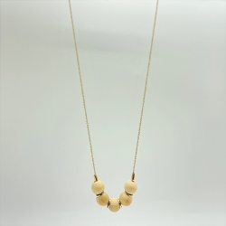 Collier long or et perles de bois • bijoux de créateur fait à la main, atelier Titlee • boutique de cadeaux Les inutiles