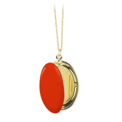 Sautoir porte photo • Collier rouge orange chaine or longue pendentif qui s'ouvre personnalisé • cadeau bijoux naissance mariage