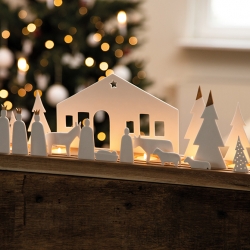 Décorations de Noël, cadeaux Boutique Les inutiles à Loches • Crèche et bougies, Nativité en porcelaine et bois