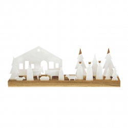 Bougeoir Crèche de Noël en porcelaine et bois • Bougie Nativité épurée • Light Object Nativity set Rader